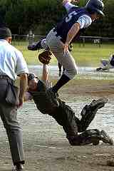catcher tagging runner in catching tips
